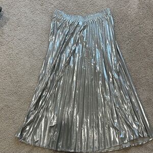 Shimmering Silver Midi Skirt